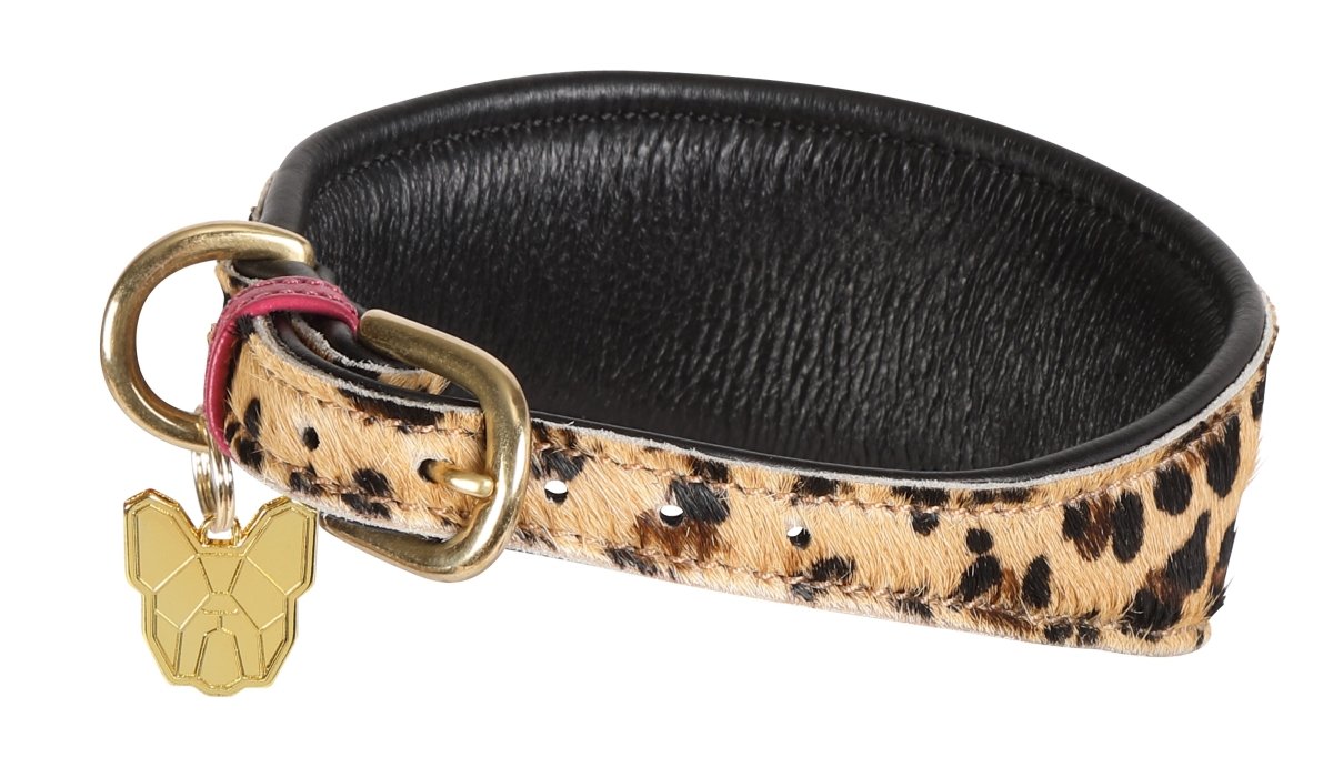 Digby & Fox Cow Hair Greyhound Collar - Leopard - L