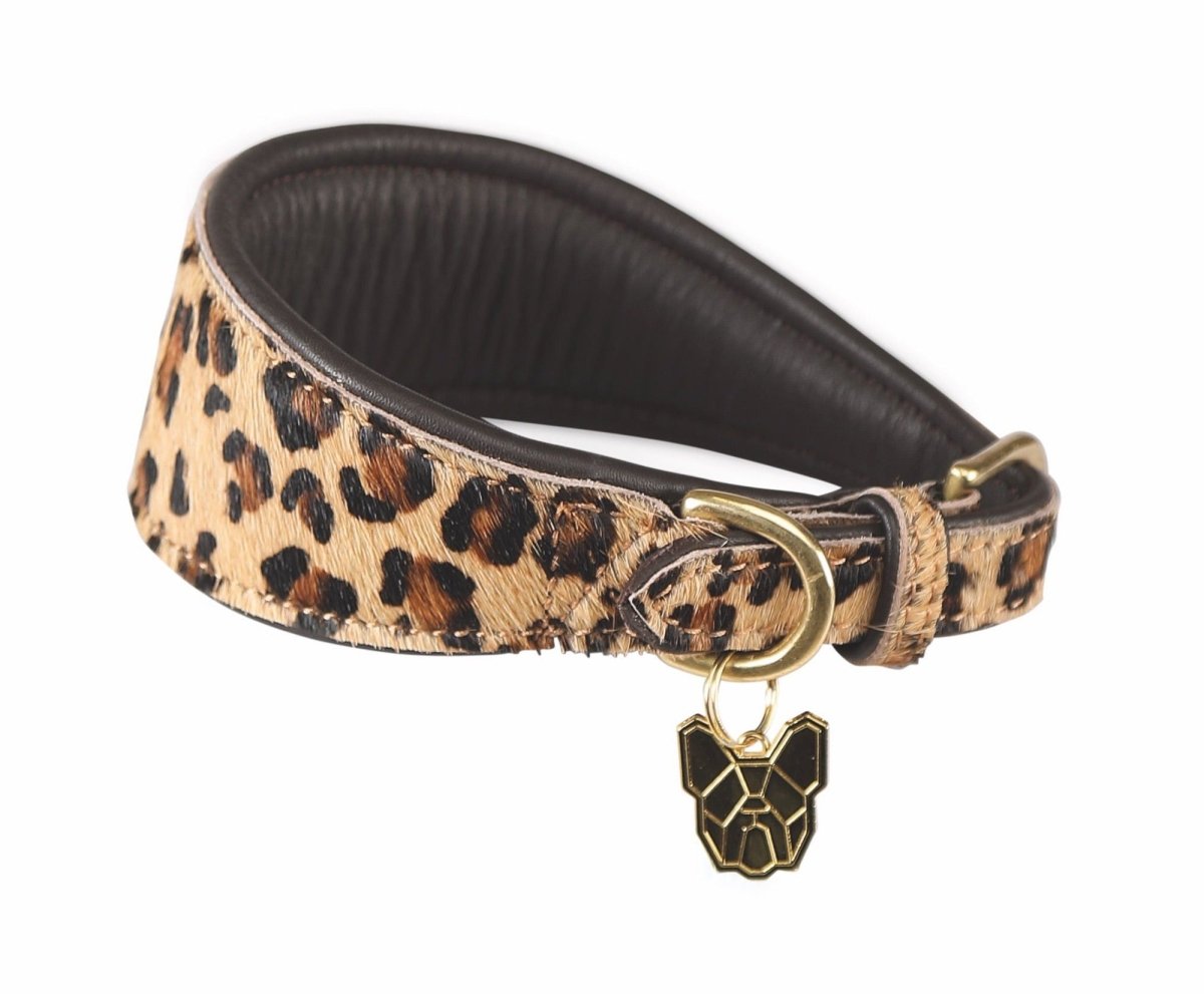 Digby & Fox Cow Hair Greyhound Collar - Leopard - L