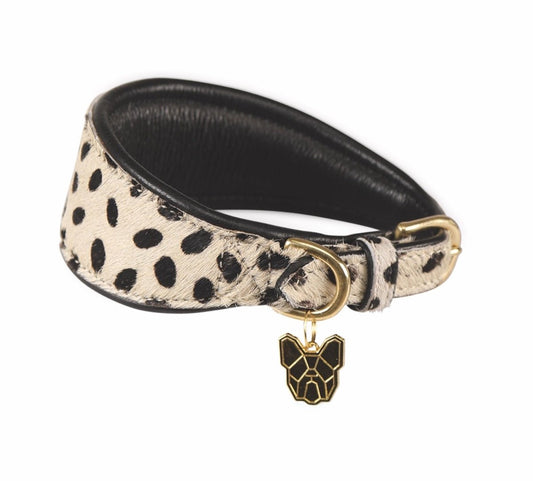 Digby & Fox Cow Hair Greyhound Collar - Leopard - L