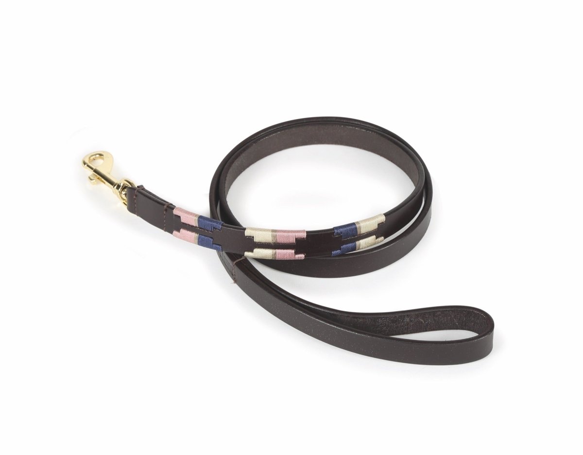 Digby & Fox Drover Polo Dog Lead - Navy/Pink/Natural - L