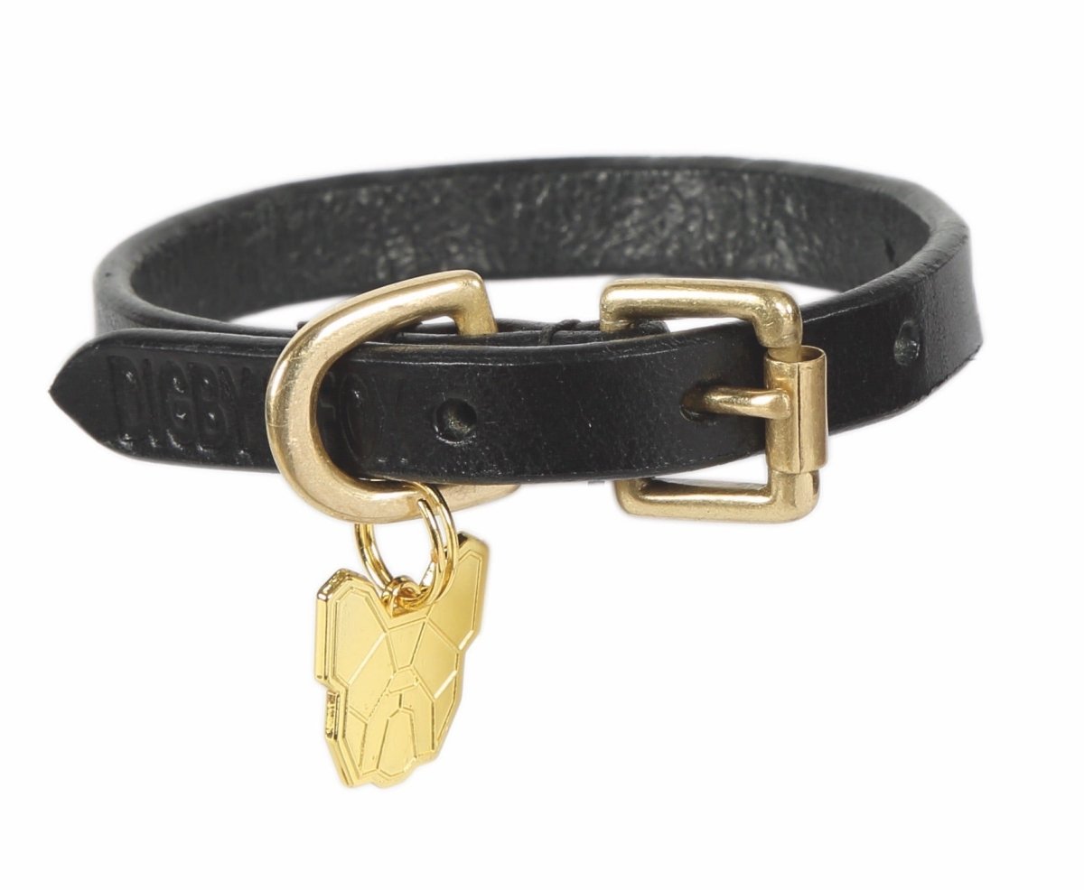 Digby & Fox Flat Leather Dog Collar - Black - LGE