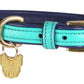 Digby & Fox Padded Leather Dog Collar - Aqua - L