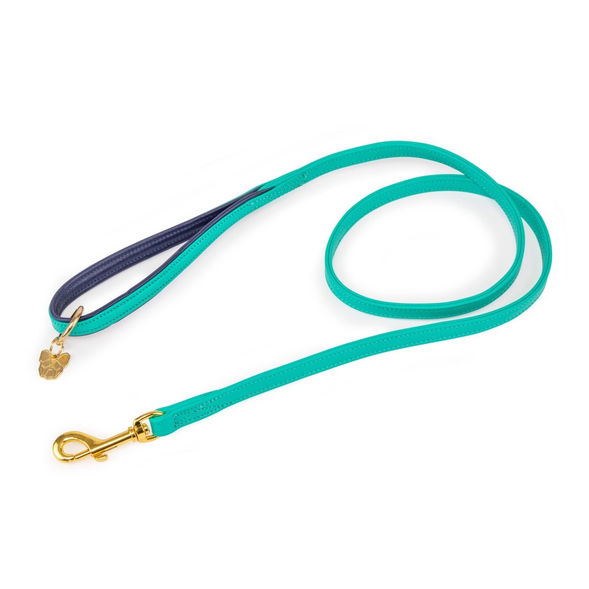 Digby & Fox Padded Leather Dog Lead - Aqua - 1.2CM