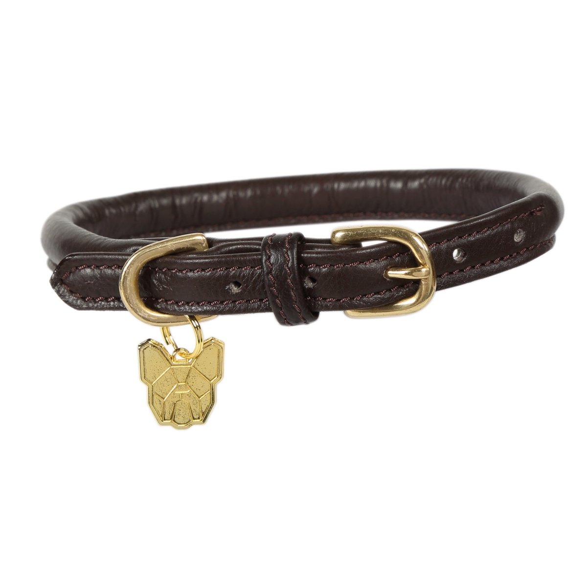 Digby & Fox Rolled Leather Dog Collar - Black - L