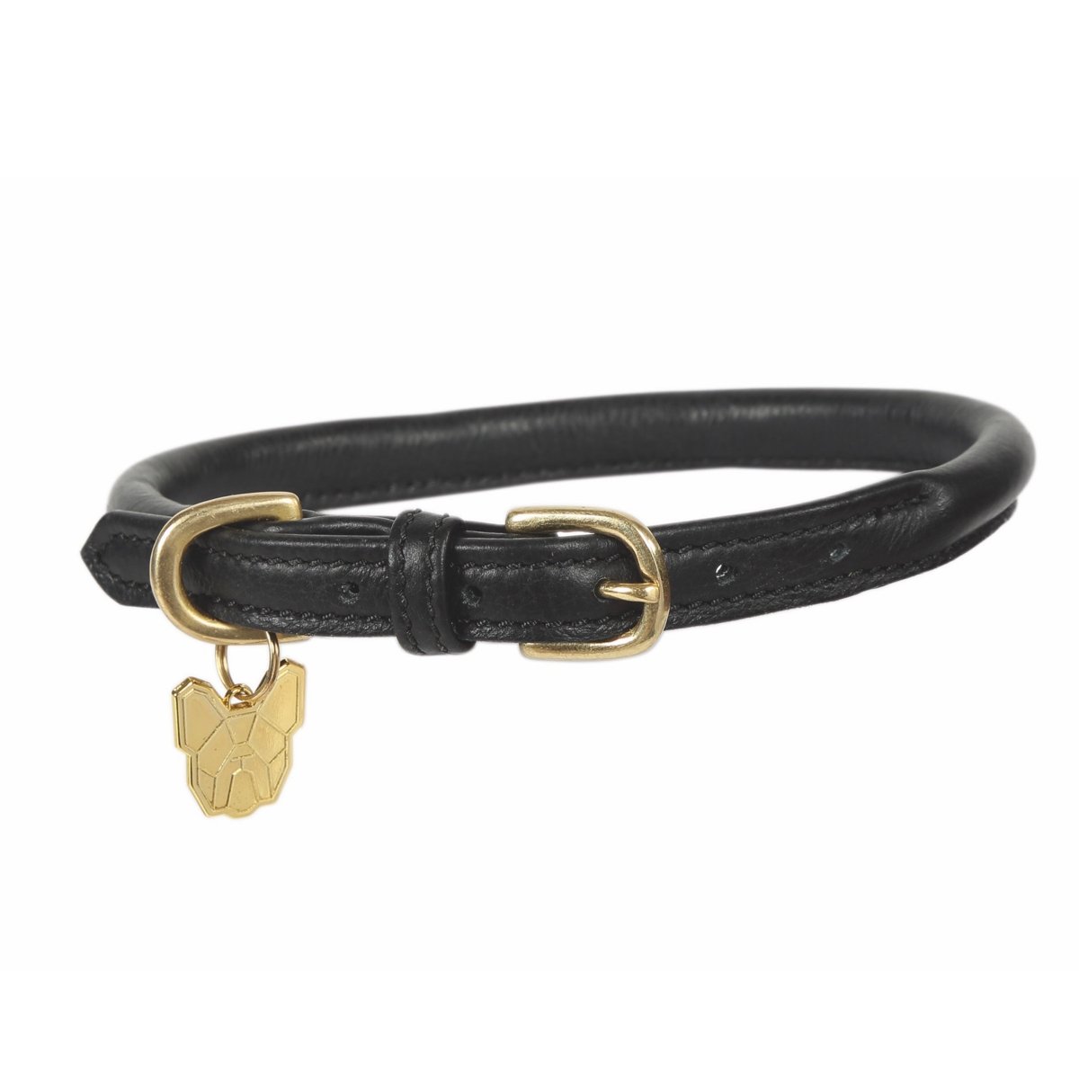 Digby & Fox Rolled Leather Dog Collar - Black - L