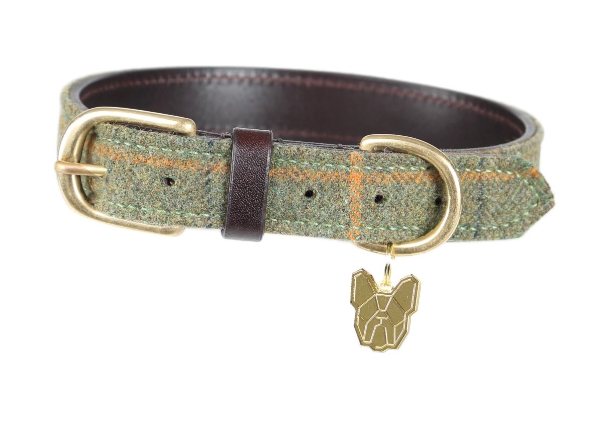 Digby & Fox Tweed Dog Collar - Red/Yellow/Blue Check - L