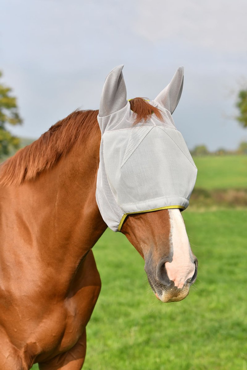 Equilibrium Field Relief Midi Fly Mask & Ears - Grey/Yellow - Extra Large