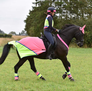 Equisafety Breathable Mesh Quarter Sheet - Pink/Yellow - ShowPony