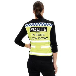 Equisafety Polite Waistcoat Please Slow Down - Blue/Yellow - Extra Extra Large