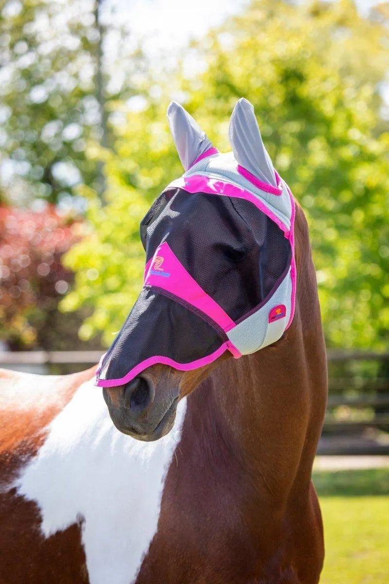 FlyGuard Pro Air Motion Fly Mask with Ears & Nose - Pink - Small Pony