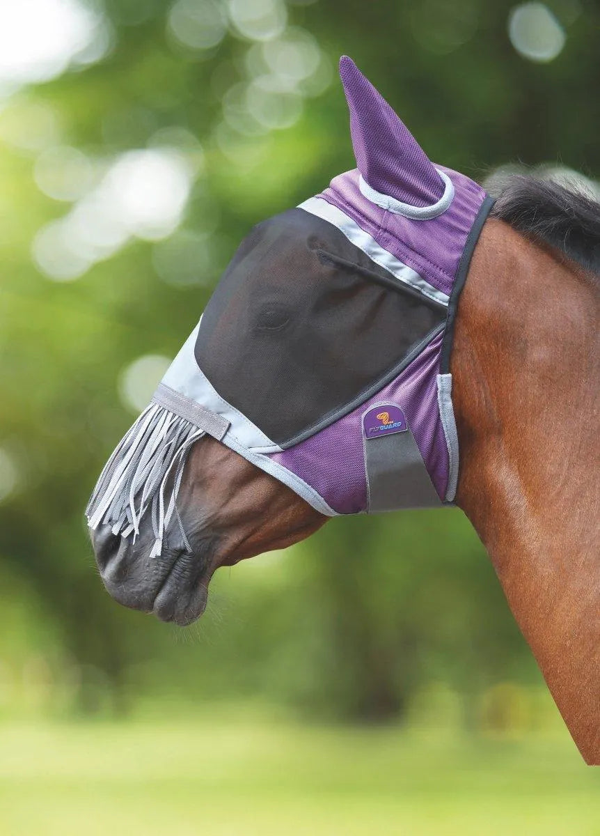 FlyGuard Pro Deluxe Fly Mask with Nose Fringe - Green - Small Pony