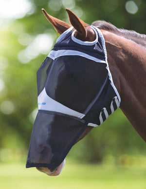 FlyGuard Pro Fine Mesh Fly Mask With Ear Hole & Nose - Black - Small Pony