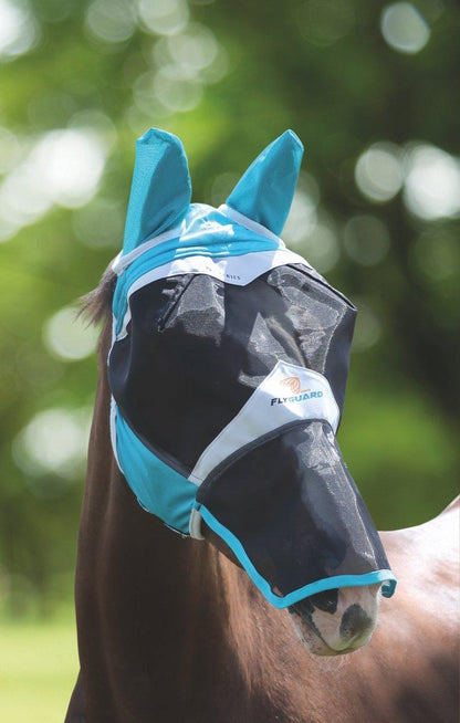 FlyGuard Pro Fine Mesh Fly Mask with Ears & Nose - Teal - Extra Small Pony