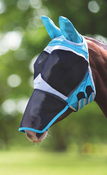 FlyGuard Pro Fine Mesh Fly Mask with Ears & Nose - Teal - Extra Small Pony