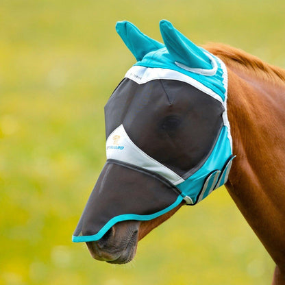 FlyGuard Pro Fine Mesh Fly Mask with Ears & Nose - Teal - Extra Small Pony