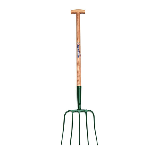 Fynalite Manure Fork 5 Prong Ash Handle T-Grip - Green - 32"