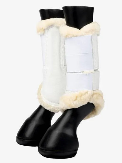 LeMieux Fleece Edge Mesh Brushing Boots - White/Natural - Medium