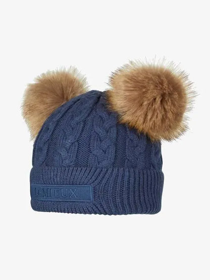 LeMieux Kids Mini Double Pom Beanie Winter Hat AW23 - Atlantic -