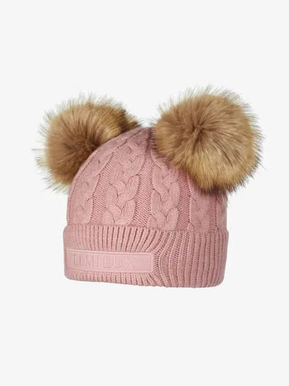 LeMieux Kids Mini Double Pom Beanie Winter Hat AW23 - Pink Quartz -