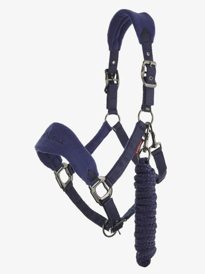 LeMieux Vogue Fleece Headcollar & Rope Set - Ink Blue - Pony