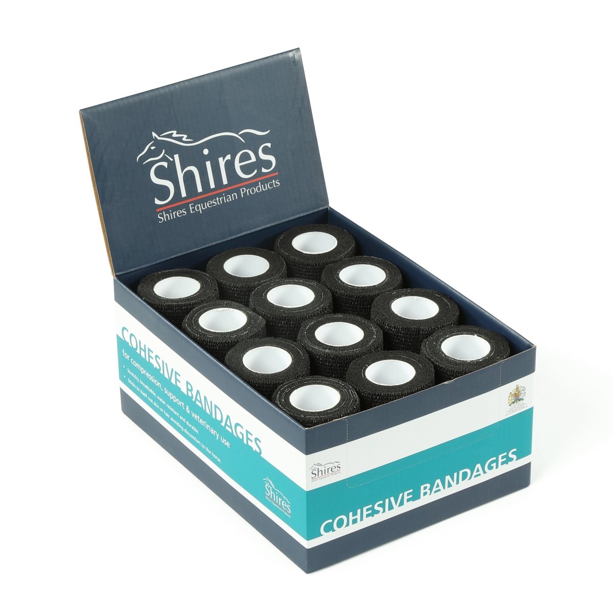 Shires Cohesive Bandages (box of 12) - Black - 10Cm