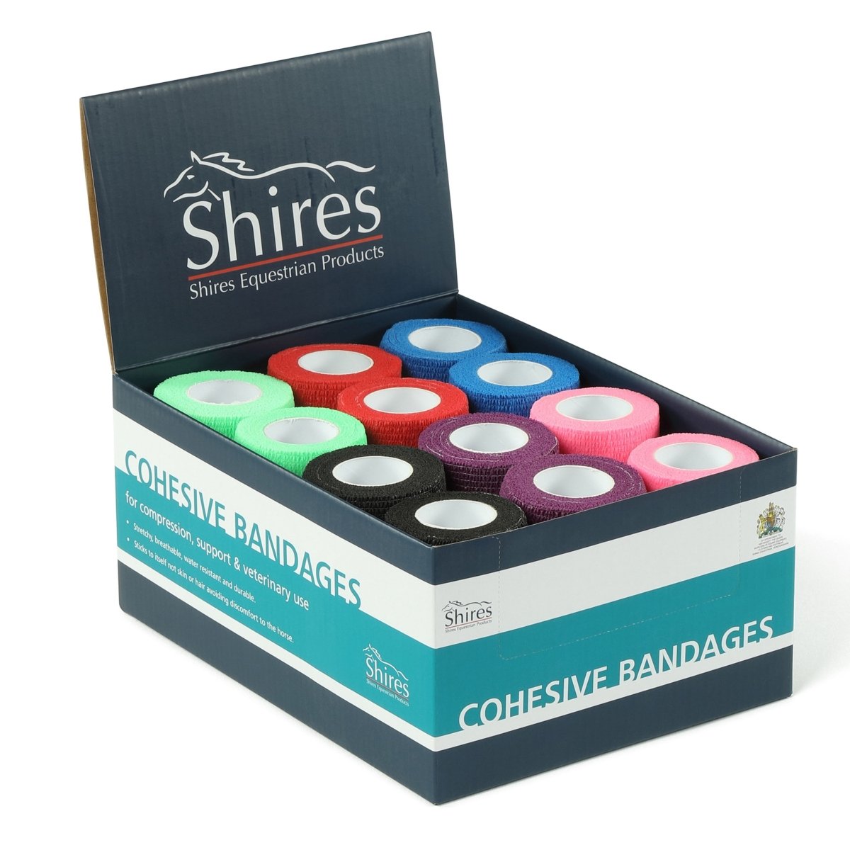 Shires Cohesive Bandages (box of 12) - Black - 10Cm