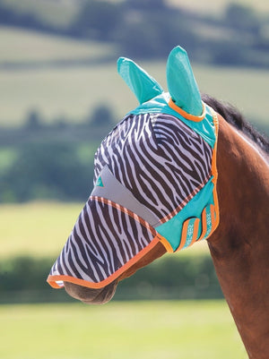 Shires FlyGuard Pro Zeb-Tek Fly Mask - Zebra Print - Cob