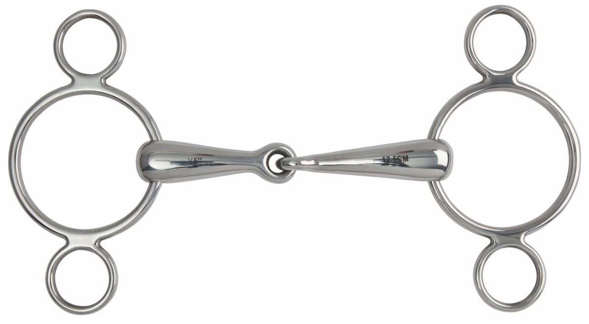 Shires Hollow Mouth Two Ring Gag - Stainless Steel - 4.5